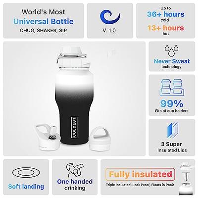 COLDEST Sports Water Bottle - 3 Lids (Chug Lid, Straw Lid, Handle Lid)  Tumbler with Handle on