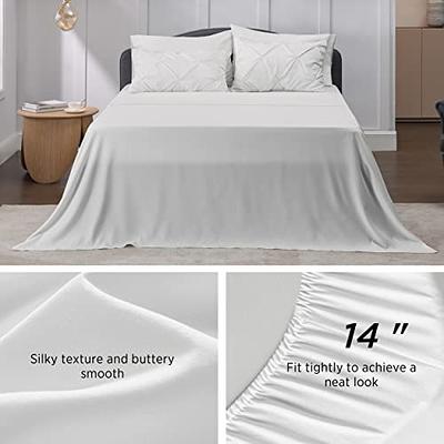 BEDSURE TWIN SHEETS GRAY 4PCS- PILLOWCASE, SHEET, FITTED SHEET