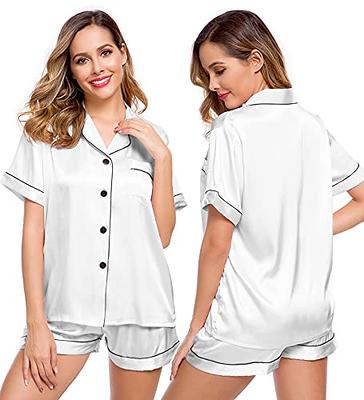 FENTENG 2-pack Women's Satin Pajamas Set Slip Sleepwear Cami Top with  Elastic Waist Shorts Nightwear (White+Champagne,XL) - Yahoo Shopping