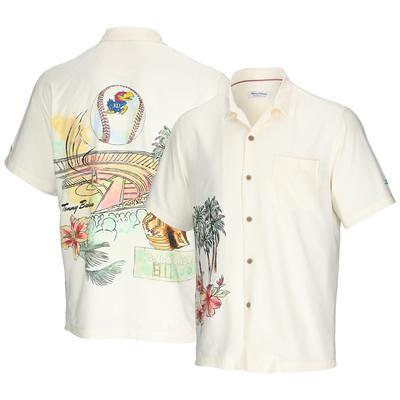 Men's Tommy Bahama Black Las Vegas Raiders Coast Luminescent Fronds Camp  IslandZone Button-Up Shirt