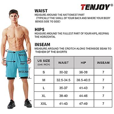 TENJOY Men's 2 in 1 Running Shorts 7 Quick Dry Gym Athletic Workout Shorts  for Men with Phone Pockets Light Blue - Yahoo Shopping