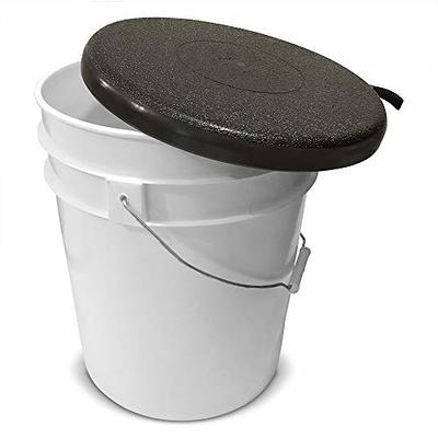 5.3 Gallon White Rectangular Bucket/Pail with Hinged Snap Lid, 4 Pack