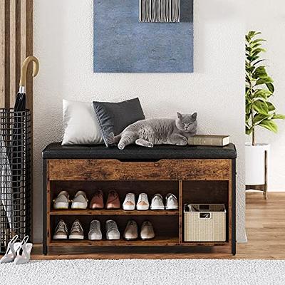 Shoe Bench Boot Organizer, Storage Bench with Flip-Open Storage Box, Padded  Shoe Rack with Hidden Compartment and 3 Cube, for Entryway, Living Room