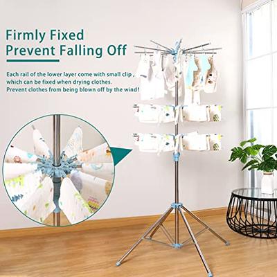 2-Tier Clothes Drying Rack Folding Laundry Stand with Adjustable Supporting  Bar