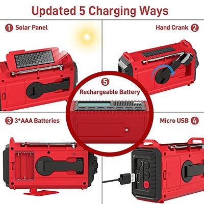  5000 Weather Radio,Solar Hand Crank 5-Way Power Emergency Radio,AM/FM/Shortwave/NOAA  Alert Survival Portable Radio,Power Bank USB Charger,Camping  Flashlight,Reading Lamp,Headphone Jack,SOS,Compass : Electronics