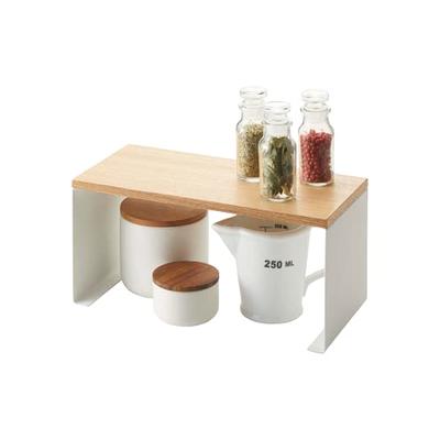 YAMAZAKI Home Wood-Top Stackable Kitchen Rack - Modern Counter Shelf  Organizer Steel + WoodSmallWhite - Yahoo Shopping