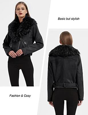 Fahsyee Women's Faux Leather Jackets, Zip Up Motorcycle Short PU Moto Biker Outwear Fitted Slim Coat