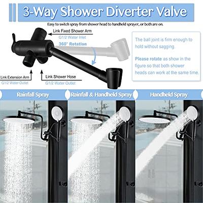 Hibbent All Metal Shower Head, 8'' High Pressure Rainfall Shower Head,  Handheld Showerhead Combo with 12'' Adjustable Curved Extension Arm,  7-Spray, 71'' Hose, Adhesive Showerhead Holder, Chrome - Yahoo Shopping