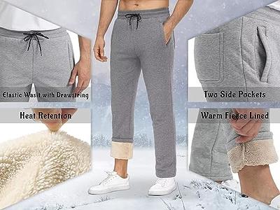 Men's Sherpa Lined Sweatpants Warm Winter Fleece Elastic Waist