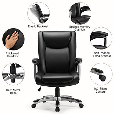 Big and Tall Office Chair High Back Executive Office Chair Comfortable  Thickening Padded Cushion Leather Chair All Day Comfort Wide Seat Ergonomic