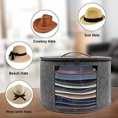 Storage Hat Box Large Felt Hat Storage Round Foldable Hat Carrier Travel  Cowboy Hat Storage Travel