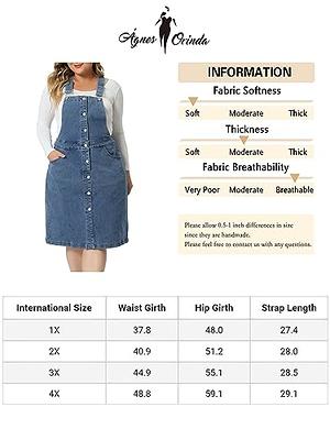 Agnes Orinda Plus Size Denim Overall Dress for Women Button Front