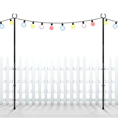 10 FT Outdoor String Light Pole Stand for Deck Fence or Patio Railing,  Adjustable Globe Patio Light Post for Hanging Outside Decorate Lighting, 1  Pack