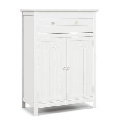 Costway Wooden 4 Drawer Bathroom Cabinet Storage Cupboard 2 Shelves Free  Standing White