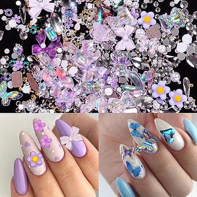 50pcs 3D Acrylic Nails Charms for Mix Styles Rhinestones for Nails Metal Nail Jewels for Nail Art Shiny Zircon Nail Rhinestones Alloy Nail Charm Pearl