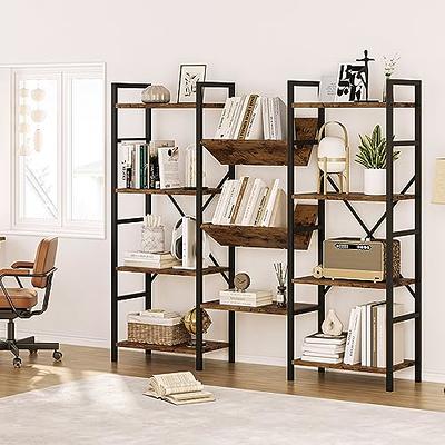 KIVENJAJA Triple Wide 5-Tier Bookshelf, Industrial Display