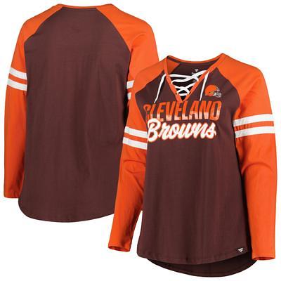 Men's Fanatics Branded Jim Brown Cream/Brown Cleveland Browns Vintage  Player Name & Number Raglan 3/4-Sleeve T-Shirt