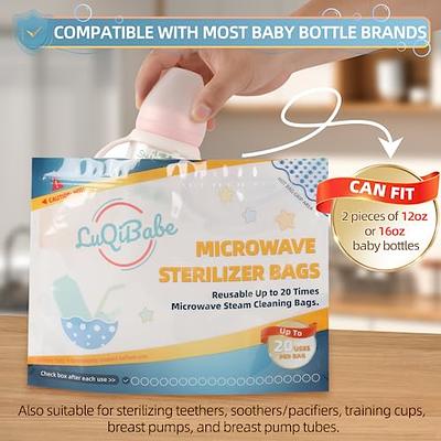 10-Pack) Microwave Baby Bottle Sterilizer Bags - Reusable Up to 20