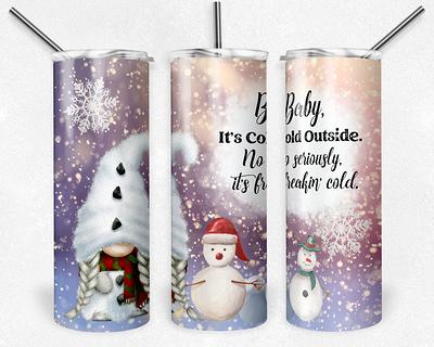 Christmas Blue Gnome 40 oz 2 piece Tumbler Wrap 