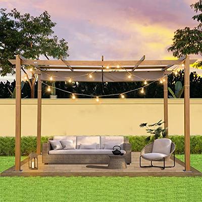 PURPLE LEAF 10' X 13' Outdoor Retractable Pergola with Shade Canopy Patio  Metal Shelter for Porch Garden Pavilion Grill Gazebo Modern Yard Grape