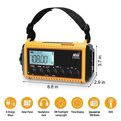 Emergency Radio Raynic 5000 Weather Radio Solar Hand Crank AM/FM/SW/NOAA  Weather Alert Portable Radio with Cellphone Charger, Headphone Jack,  Flashlight, Reading Lamp and SOS Alarm (Yellow) - Yahoo Shopping