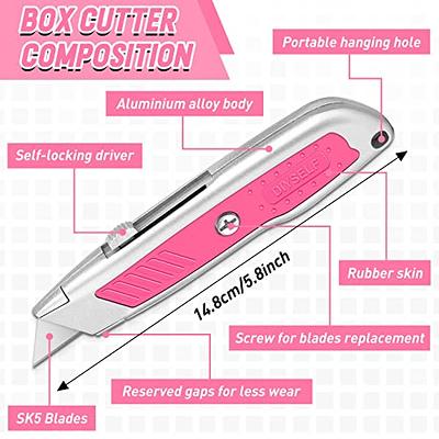 DIYSELF 2 Pack Box Cutter, Aluminum Utility Knife, Box Cutters Retractable,  Sturdy Razor Knife for Cardboard, Boxes, Packages, Papers, Cartons, Box  Cutter Knife, Navajas de Trabajo, Pink Knife - Yahoo Shopping