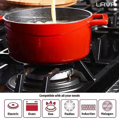 All-Clad Cast Iron Dutch Oven with Acacia Trivet 6 Quart Induction Oven  Broil Safe 650F Pots and Pans, Cookware Black