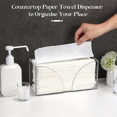 SimplyImagine Countertop Paper Towel Holder Dispenser - White Acrylic  Storage Holder for Kitchen or Bathroom Use for Multifold, C Fold, Trifold,  Z