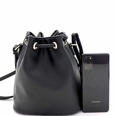 Trendeology Casual Soft PU Leather Drawstring Small 2 Way Bucket Shoulder Bag Crossbody