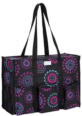 Jaffzora Teacher Tote Bag with Laptop Compartment,Large Utility Work Tote  Bag with15 Pockets for Women,Nurse Bag, Black