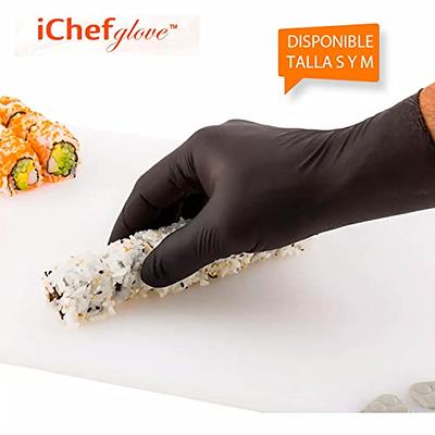 iChef Glove 100 Counts Food Service Food Handling Nitrile Gloves Black Powder Free (XL)