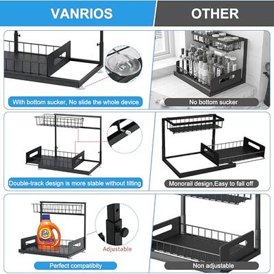 bukfen Under Sink Organizer and Storage with 2-Tier Height Adjustable Pull  Ou