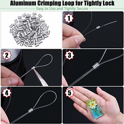 AGFELO Strong Fish Wire for Hanging, Clear String Nylon Fishing Line for  Crafts Hanging Decor with Crimping Sleeves Kit for Picture Frame, Christmas