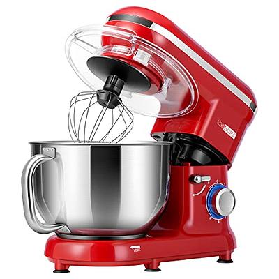 HOMCOM Stand Mixer with 6+1P Speed 600W Tilt Head Kitchen Electric Mixer with 6 qt Stainless Steel Mixing Bowl Beater Dough Hook Red