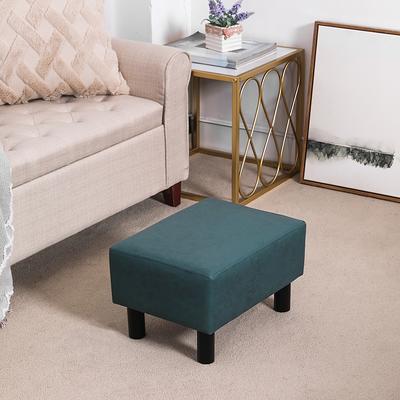 HOUCHICS Small Footstool Ottoman, Velvet Wooden Foot Stool Ottoman with  Wood Legs, Sofa Footrest Extra Seating for Living Room Entryway Office(Grey