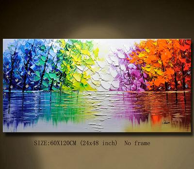 Modern Art Tree Painting Acrylic Painting On Canvas, Unique Rainbow Colors  Wall Art For Living Room Office Perfect Gifts - Yahoo Shopping