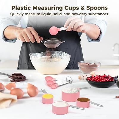 Measuring Cups and Spoons Set Kitchen Gadgets , Stackable Stainless Steel  Handle Measuring Cups for Measuring Dry and Liquid Ingredient - Purple