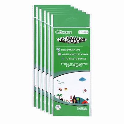 Garsum Window Fly Traps Indoor, Fly Paper Bug Sticky Strips, House Fly  Killer Window Decal Non-Toxic,4 Piece per Pack Total 12 Pices