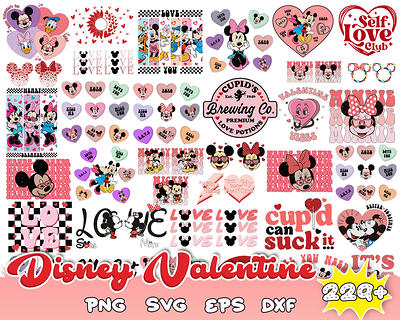 Disney Valentines Day Mickey And Friends Heart Svg Cutting Files