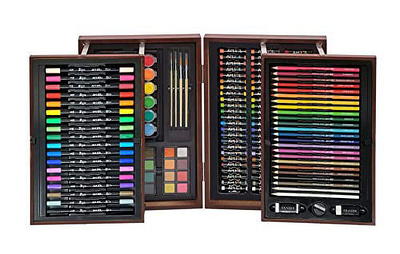 Art 101 58 piece Mutlifunctional Art Set in Colorable Wood Case for  Children to Adults 