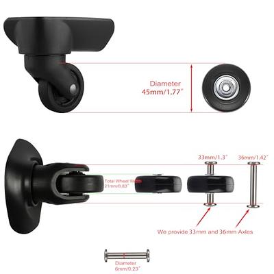 1 Pair Luggage Spinner Wheels Replacement Low Noise Suitcase Rubber Swivel  Caster Wheels With Tools