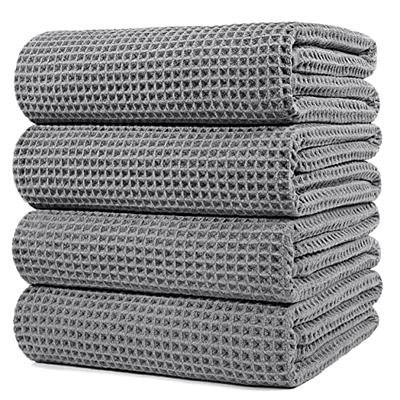 POLYTE Microfiber Quick Dry Lint Free Bath Sheet, 70 x 35 in, Set of 2  (White, Waffle Weave)