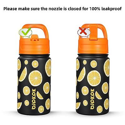 (Yellow) - Kids Stainless Steel Water Bottle - Leak Proof with Flip Top Sports Cap & Straw - Toddler Child Friendly Cup