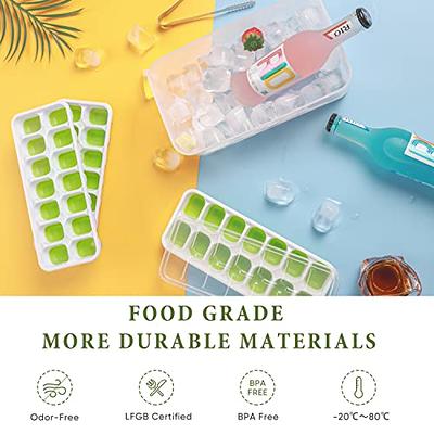  DOQAUS Ice Cube Tray with Lid and Bin, 3 Pack Silicone Plastic  Ice Cube Trays for Freezer with Ice Box, Ice Trays with Ice Container,  Stackable Ice Tray with Storage Ice