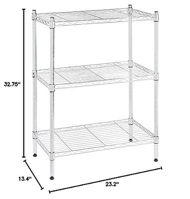 Basics 3-Shelf Shelving Storage Unit on 3 Wheel Casters, Metal