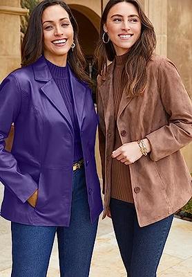 Jessica London Women's Plus Size Leather Blazer - 28 W, Purple - Yahoo  Shopping