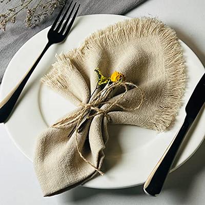 Cloth Napkins Set of 6, Cotton Cloth Napkins with Fringe, 17x17 Square  Rustic Dinner Napkins for Dinner, Wedding, Parties and More - Yahoo Shopping