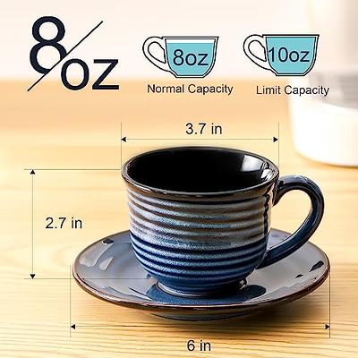 Joeyan Amber Glass Coffee Mugs Set of 2-10 oz Glass Stackable