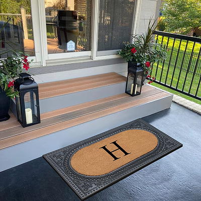 A1HC Natural Rubber & Coir 24x39 Monogrammed Doormat For Front Door,  Anti-Shed Treated Durable Doormat for Outdoor Entrance, Heavy Duty, Low  Profile, Easy to Clean, Long Lasting Front Porch Entry Rug 