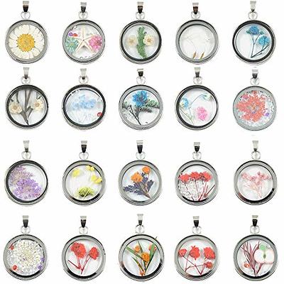 Jiali Q 10pcs Mixed Stainless Steel Tone Round Shape Dried Pressed Flower  Pendant Flower Plant Charm Floating Pendant Necklace Making Supplies -  Yahoo Shopping